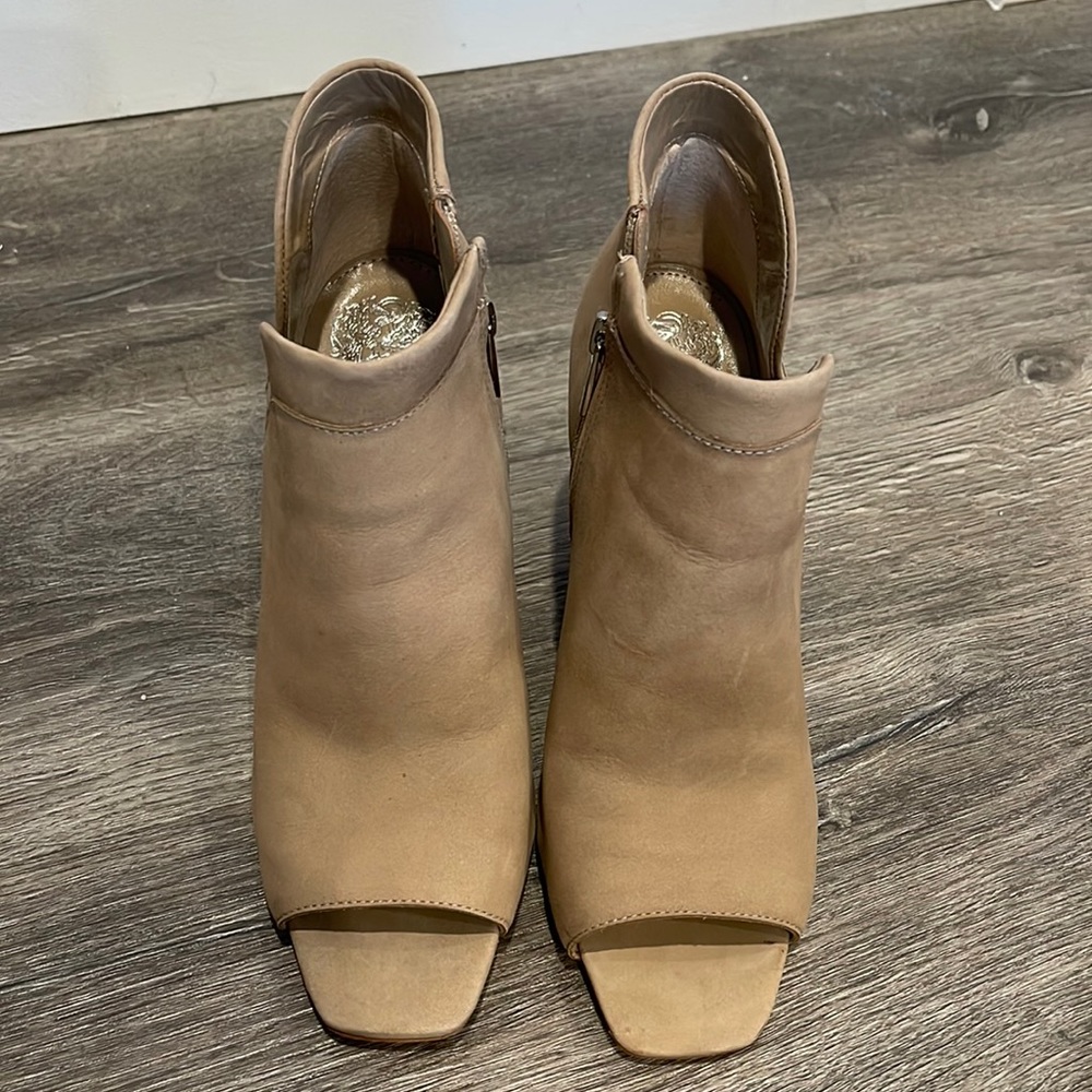 Vince Camuto suede peep toe booties
